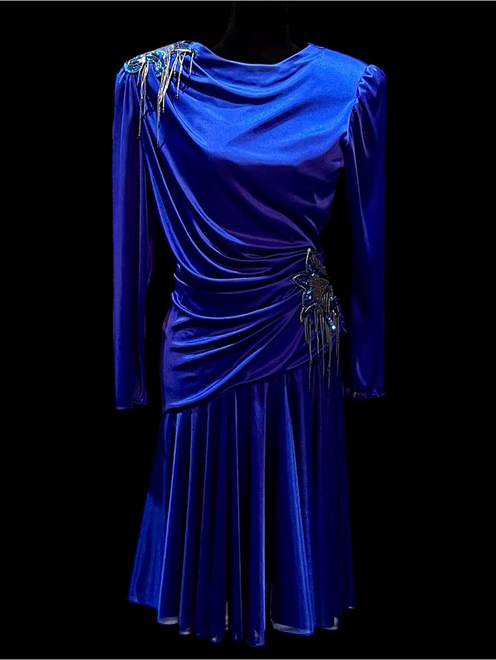Abby Kent - 80's Cobalt Blue Draped Disco Dress - Size 9/10